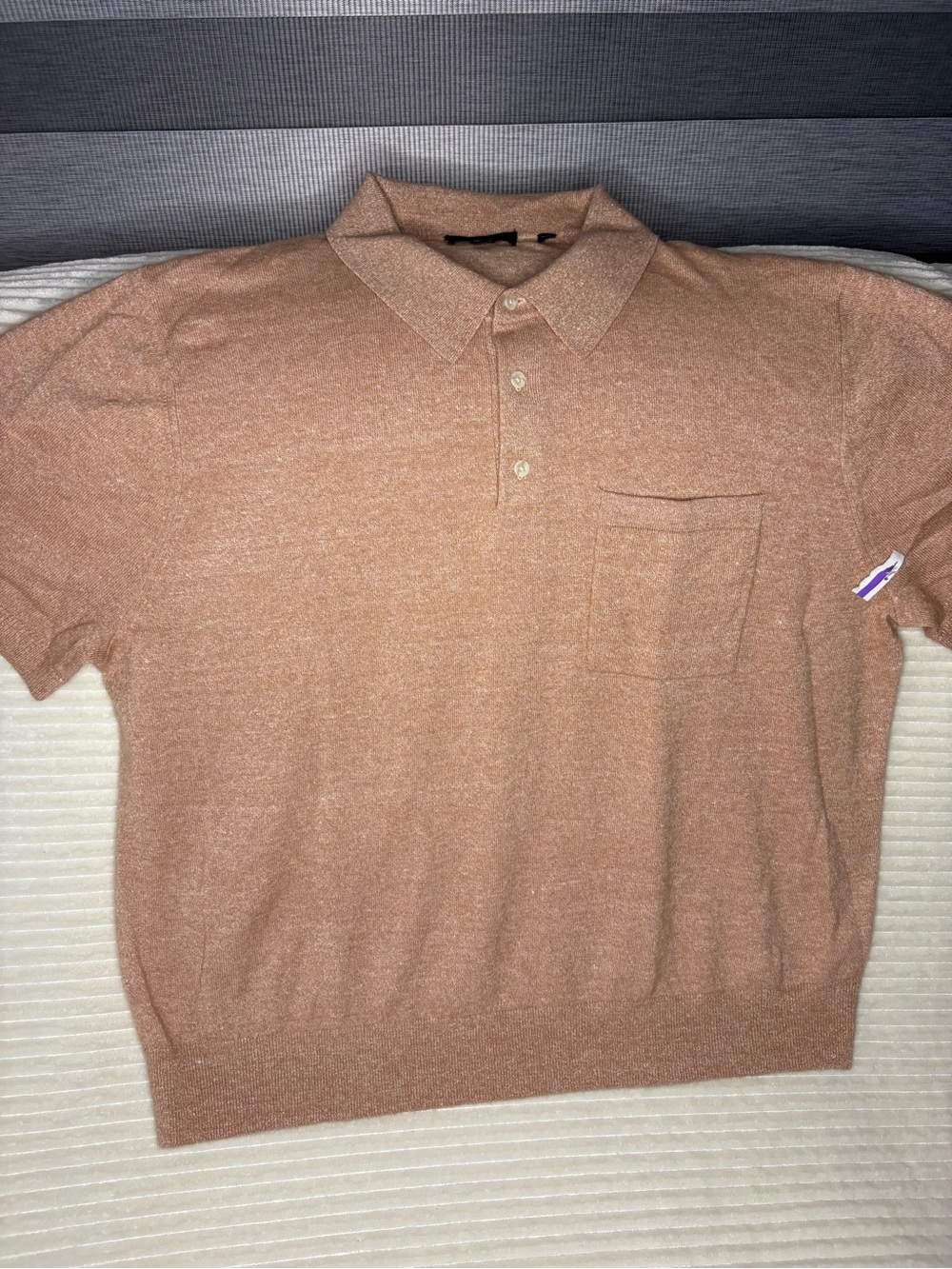 Vince Linen Wool Cashmere Knit Polo Shirt Mens XXL Tan Melange Luxury Top NWT